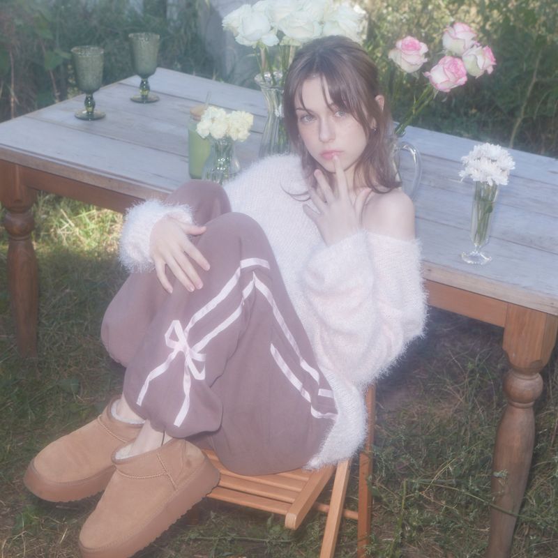 sweatsweet（スウェットスイート）の「[RE] SWEET RIBBON SWEAT PANTS - BROWN/PINK（Pants）」