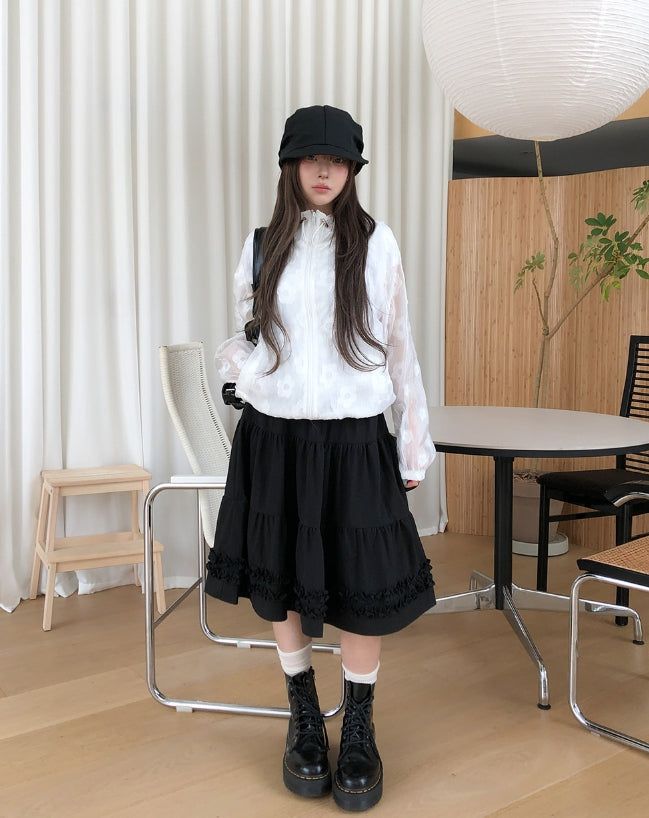 Eti Frill Tiered Midi Skirt