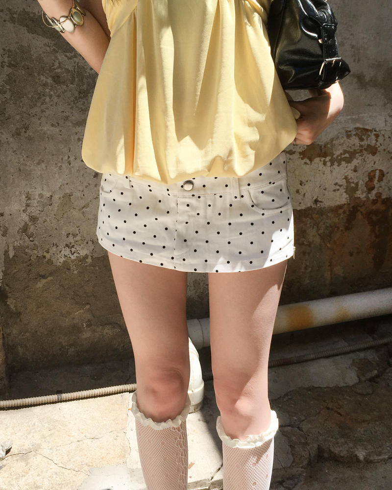 Dot double waist skirt pants