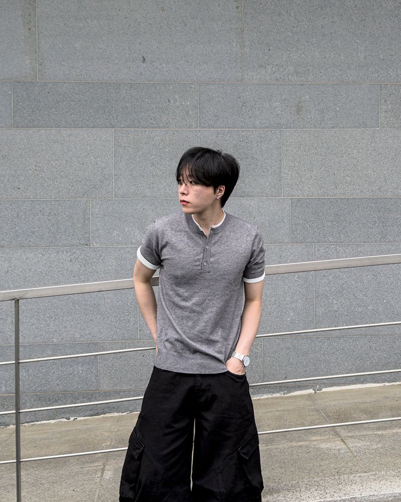 Eren Layered Henley Neck Knit