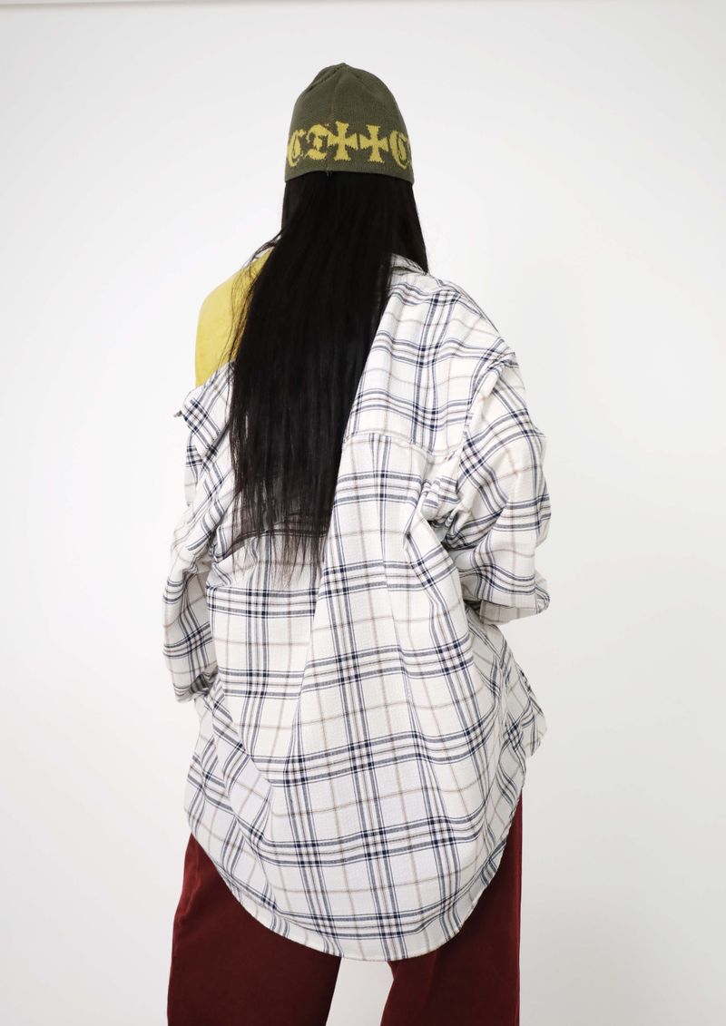 (UNISEX)Nerdy Oversized Checkered Shirt