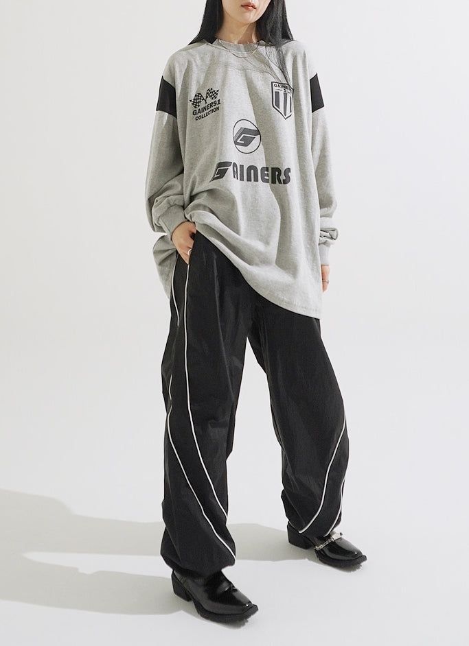 Curve line nylon pants