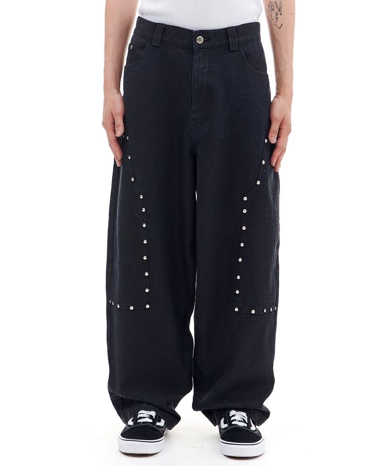 ARCHIVE BOLD（アーカイブボールド）の「STUD DENIM CARPENTER PANTS (BLACK)（Pants）」