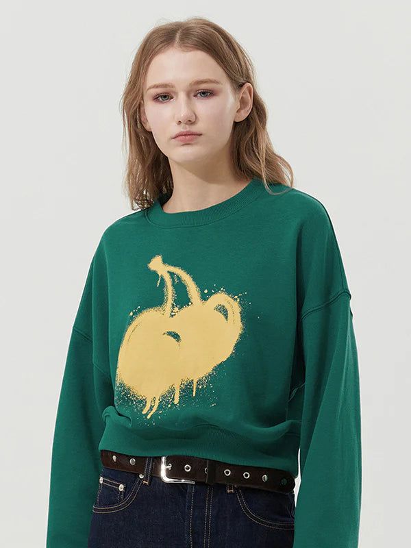 KIRSH（キルシー）の「MELTING CHERRY PRINTED CROP SWEATSHIRT - DARK GREEN   （Tops）」