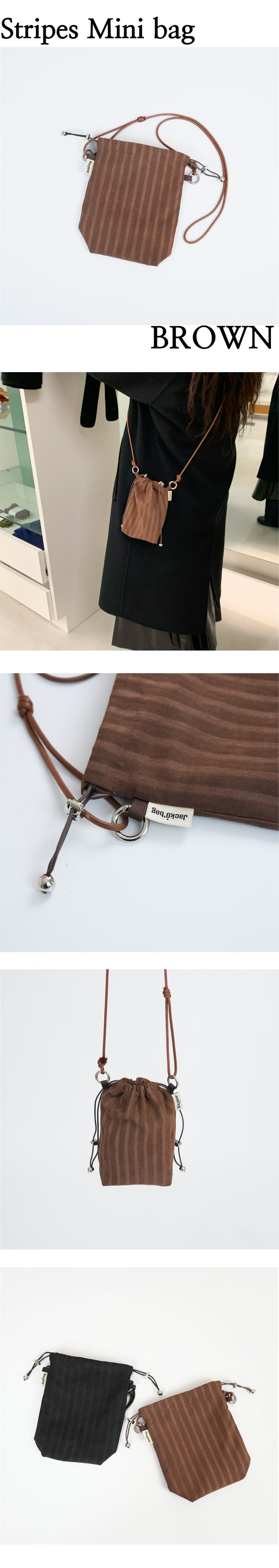 Stripes mini bag BROWN