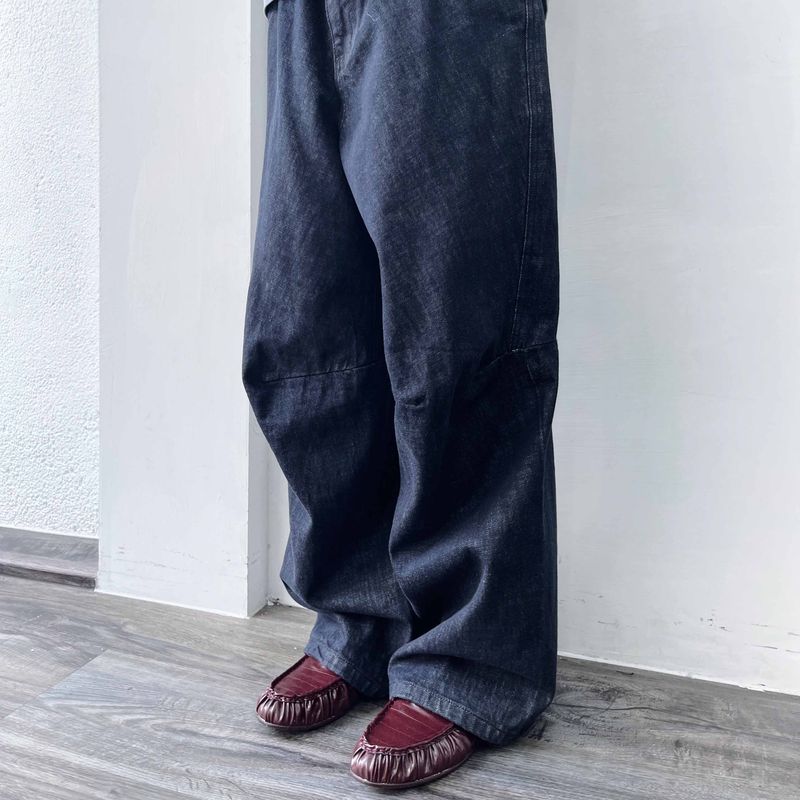 Indigo Sculpted Wide Jeans