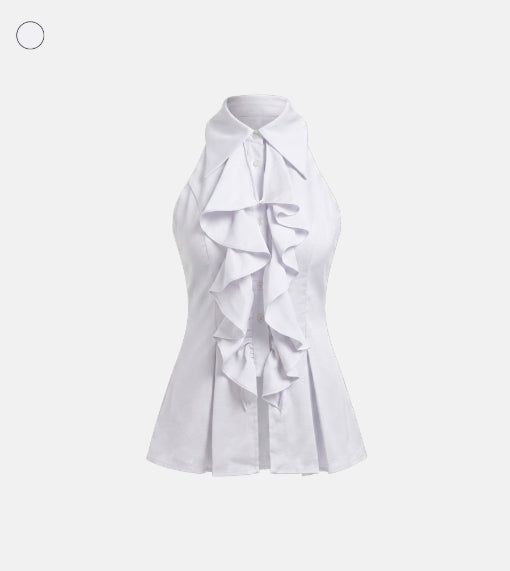 Frill tie-neck blouse