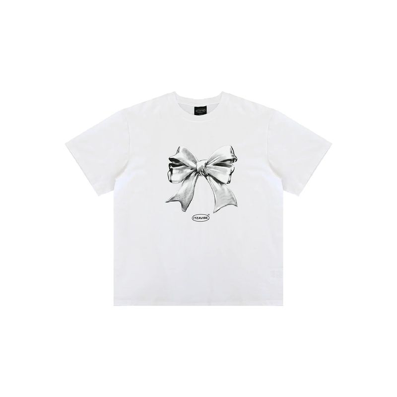 【数量限定】METALLIC RIBBON T SHIRT - WHITE 
