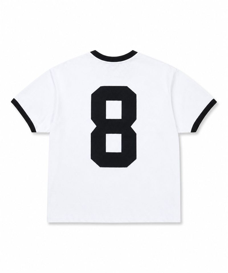 Numbering Patch Crop Ringer T-Shirt - White