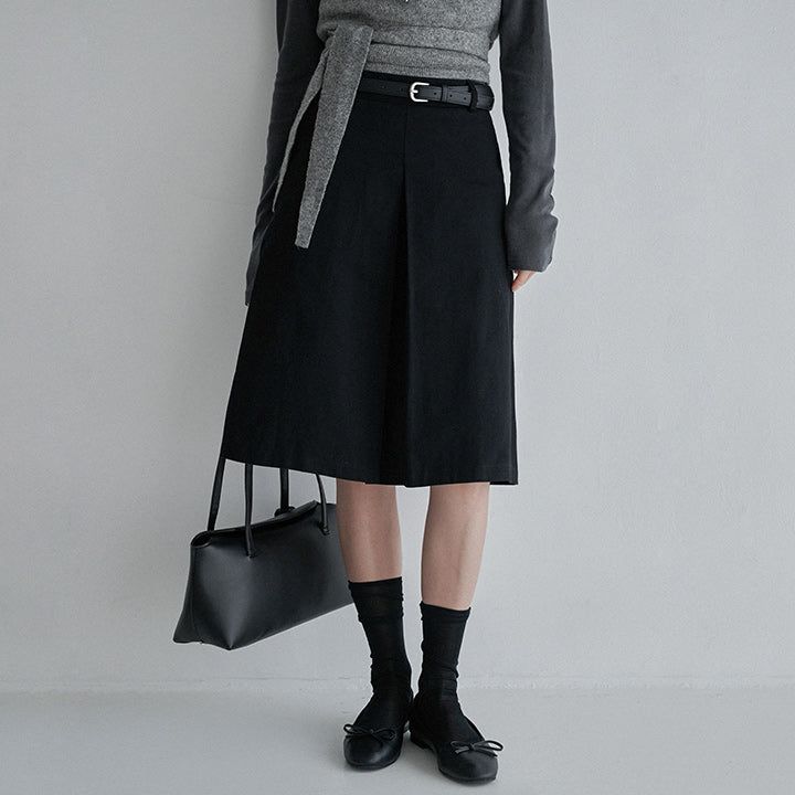 blitti（ブリッティ）の「[made] [Allen] Back Banding A-Line Front Slit Cotton Midi Skirt - 3color（Skirts）」
