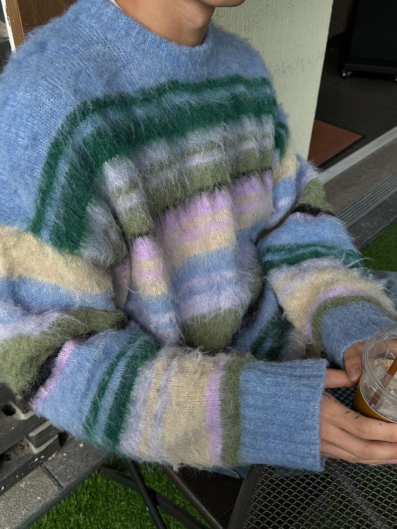 2 Low Multi Border Shaggy Knit (2color)