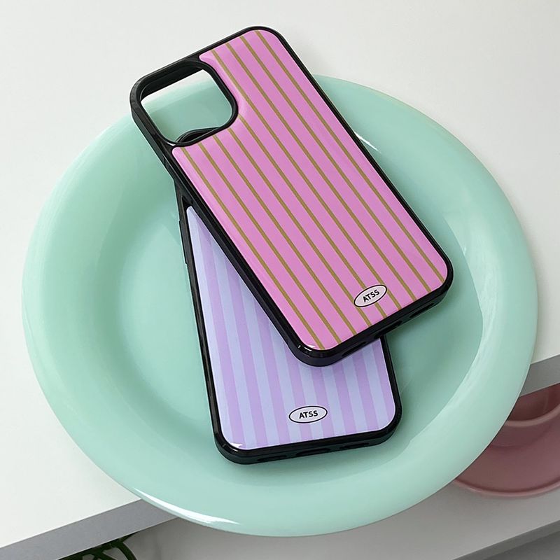 Stripe Epoxy Bumper Case (Pink Khaki)