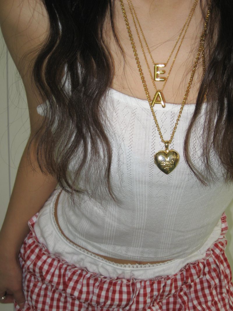 Chubby initial necklace (7 Letters, Gold)