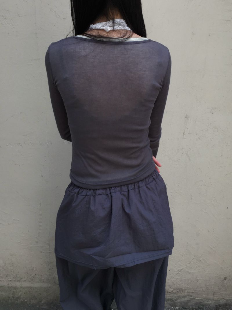 Peach see-through layered T-shirt (11c)