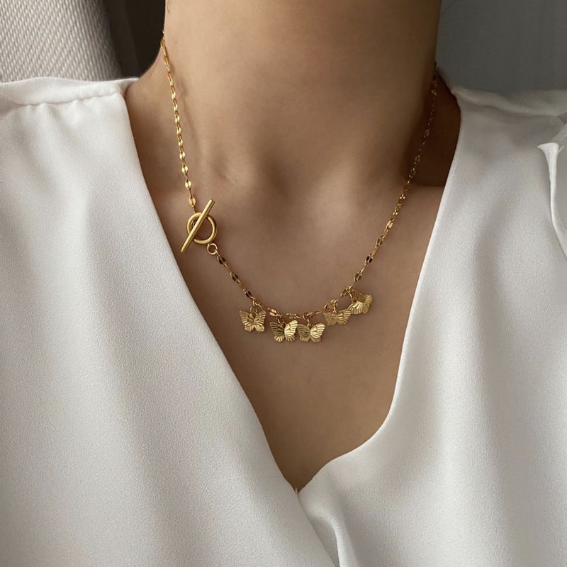 jn Vintage Butterfly Toggle Bar Necklace