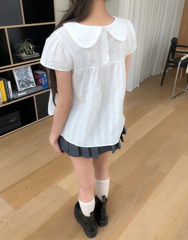 Ain Ribbon Short Sleeve Blouse