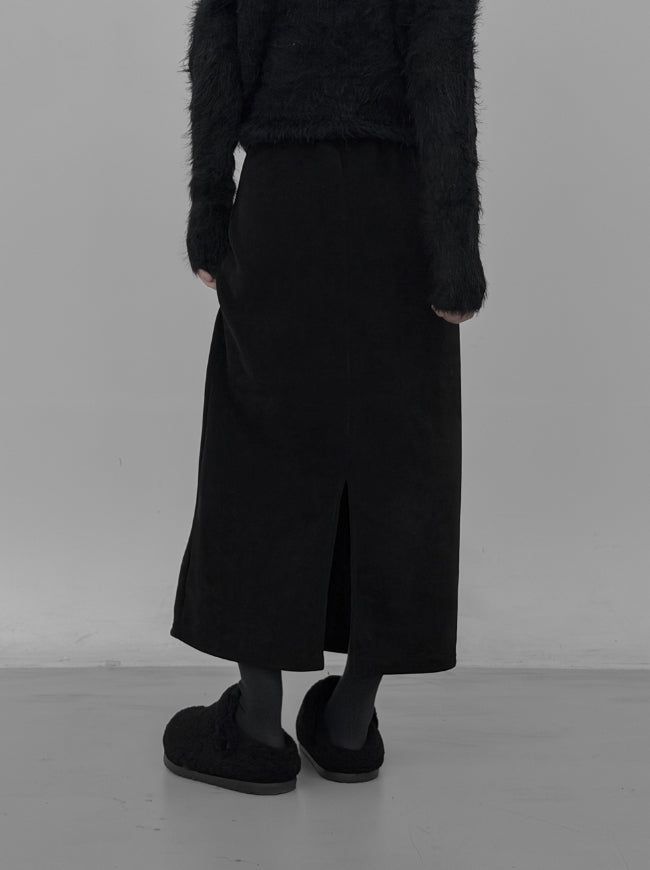 Tet suede slit long skirt