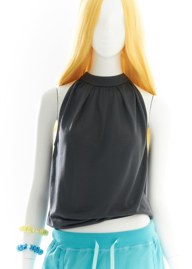 Drape Neck Top [Charcoal]