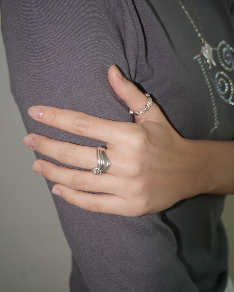 [925SILVER] RUCHE ROSE WAVE FRILL RING