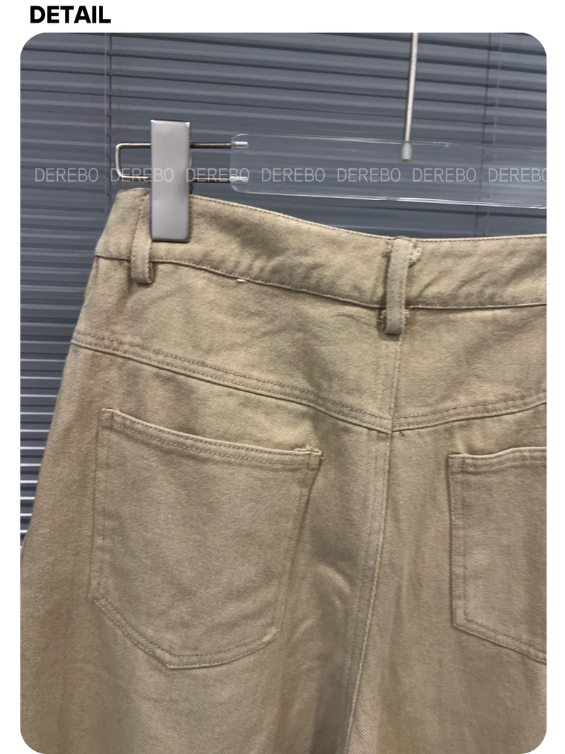Layered cotton wide casual pants