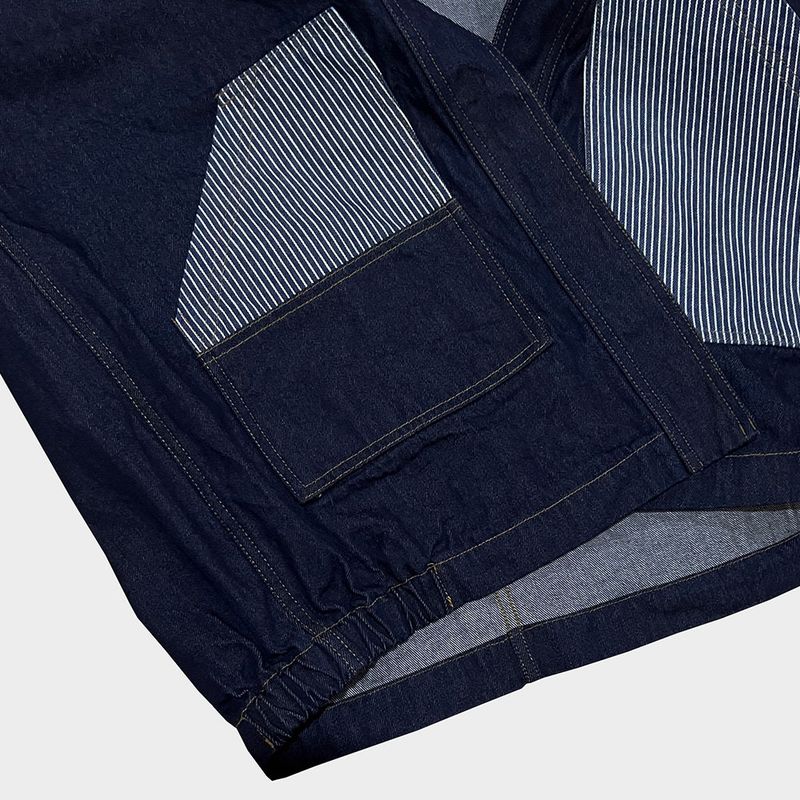 stripe patch denim cardigan_blue