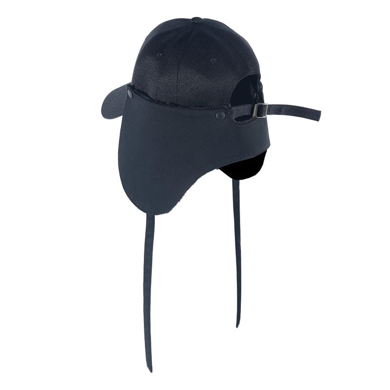 EAR FLAP BALL CAP BLACK / VELBOA FLAP