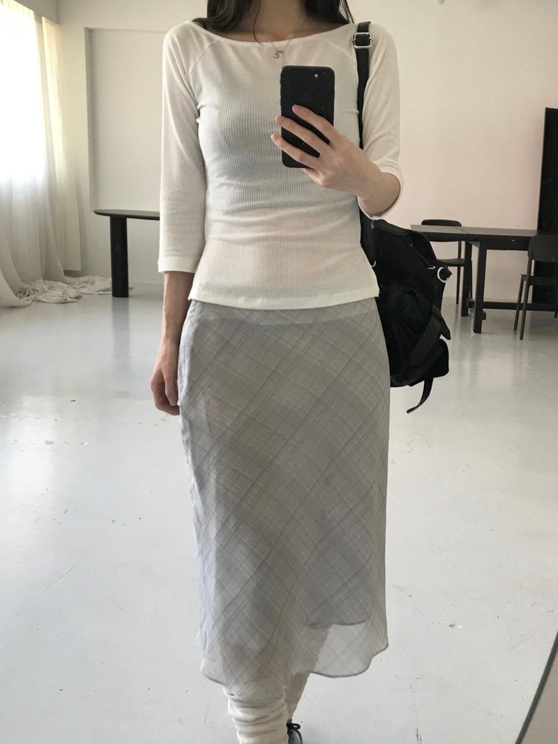 Lia Checkered Midi Skirt (2 colors)