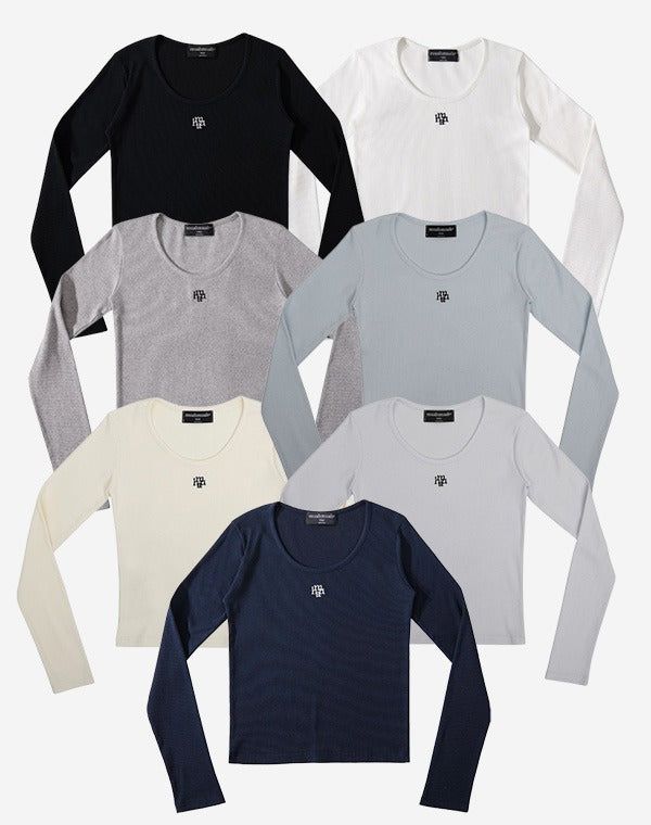 STITCH U NECK LONG SLEEVE T-SHIRT