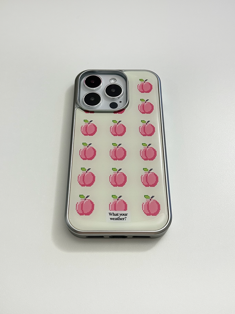 tiny weather（タイニーウェザー）の「フルーツテトリスエポキシーシルバーケース - peach（スマホグッズ/小物）」