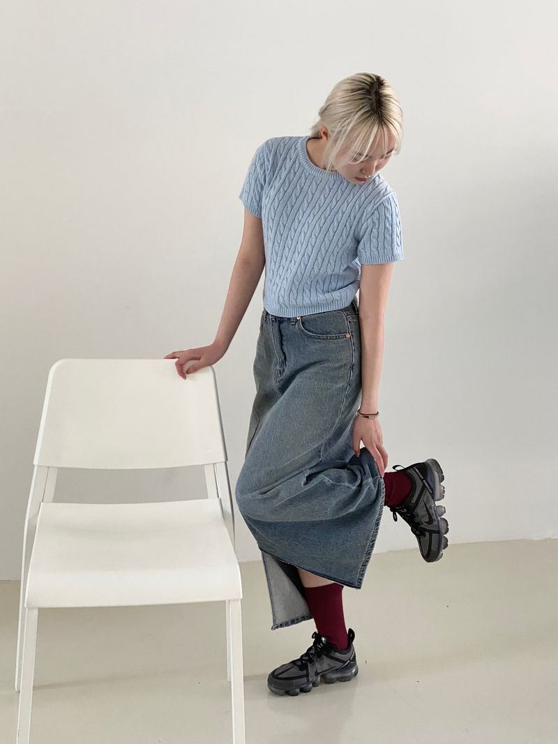 Vintage diagonal long skirt