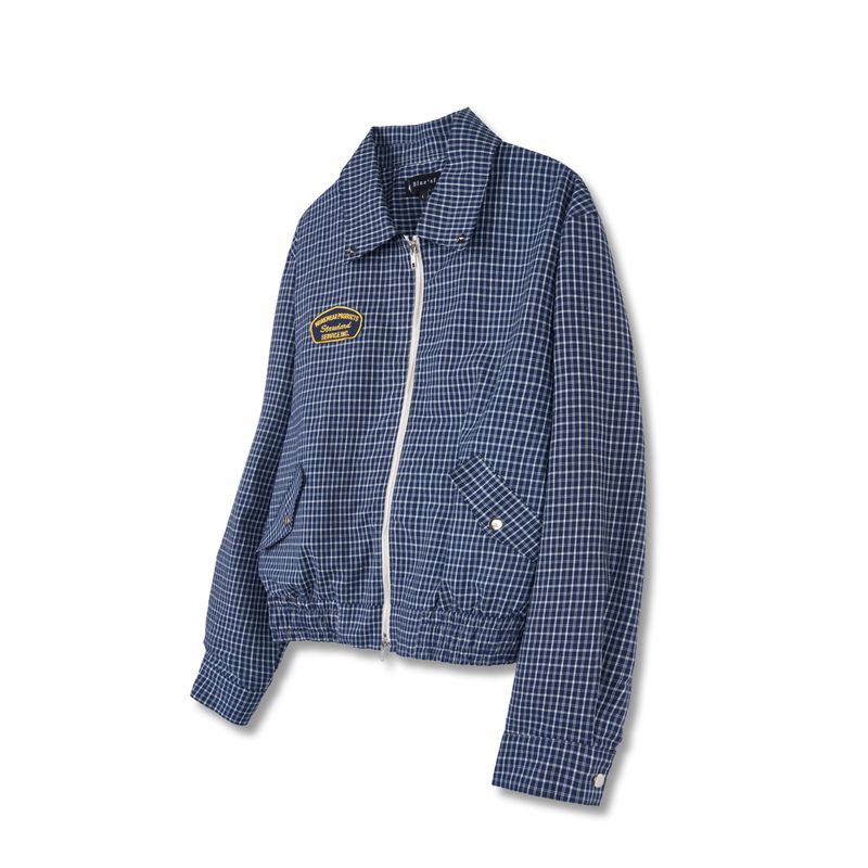 Bluesf  Two way Checkered Short Blouson