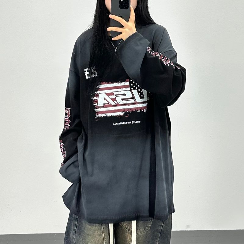 PEARCLAN（ペアクラン）の「USA dirty painting long sleeve（Tops）」