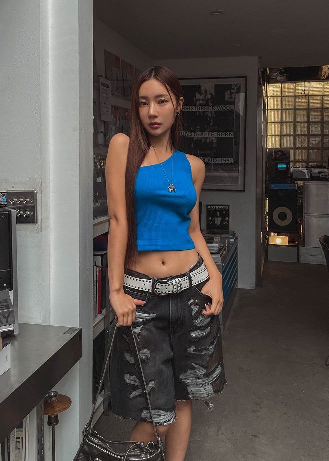 Tizzy Damage Black Denim Half Pants