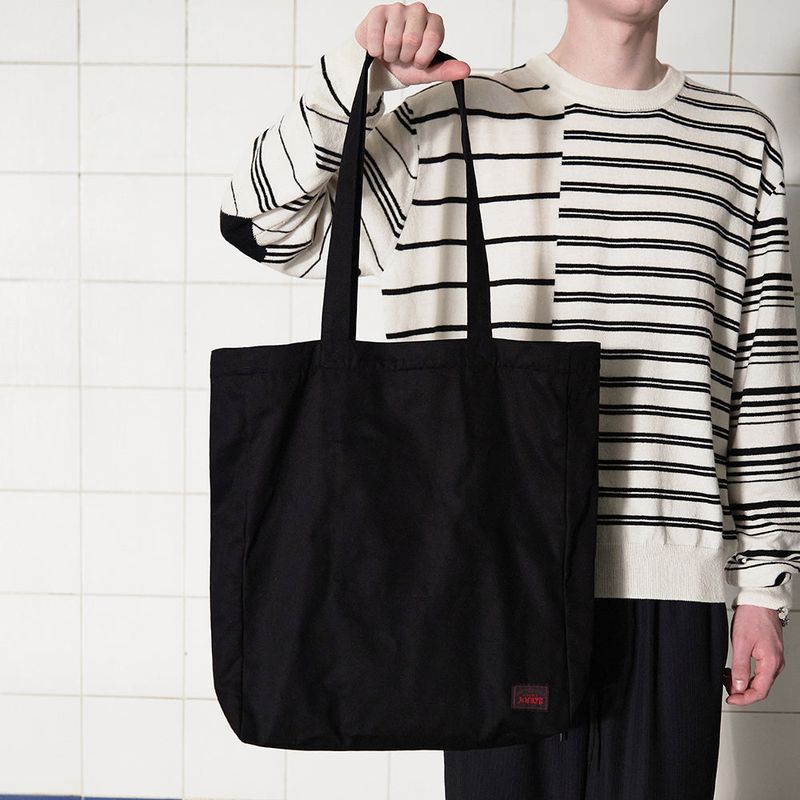 BUTTON LOGO ECO BAG / BLACK