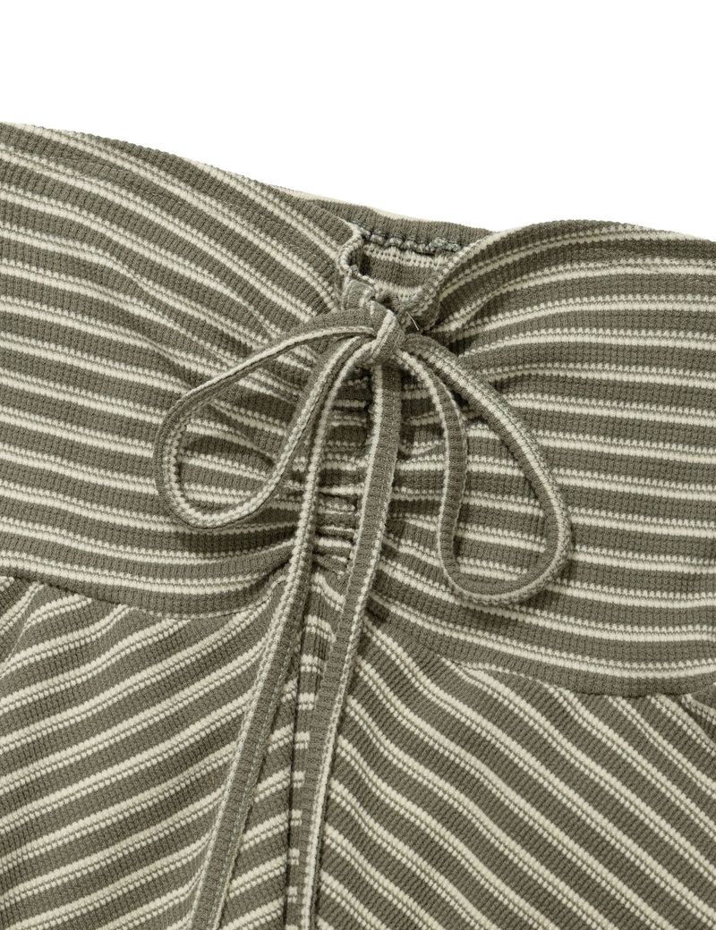 STRIPE SHIRRING FLARE TOP(KHAKI)