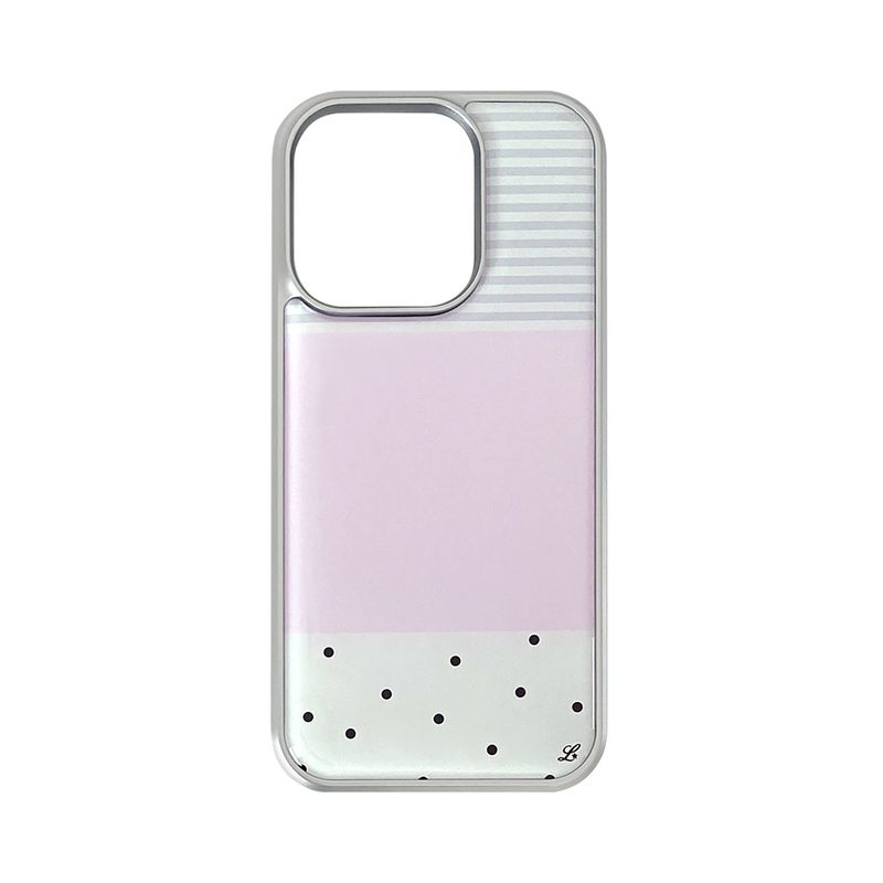 LOVD（ラブド）の「[MADE] ドッティ ストライプ フォンケース ピンク (epoxy silver bumper)（スマホグッズ/小物）」