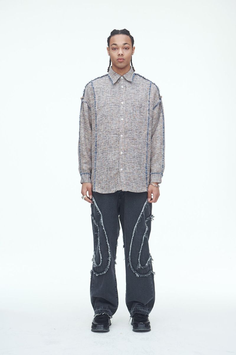 Picnic Mat Tassel Shirts Navy