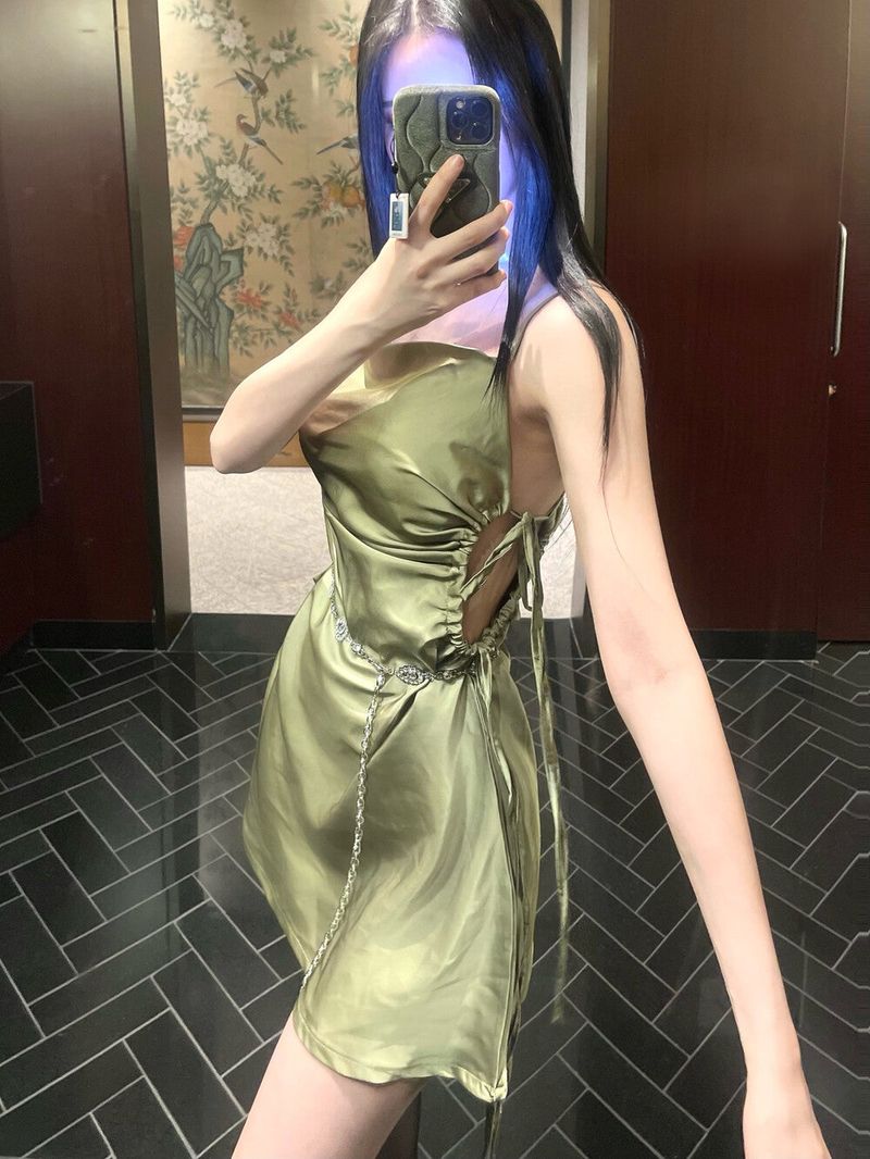 Seow（ソウ）の「896. Hole satin mini ops (3color)（Dresses）」