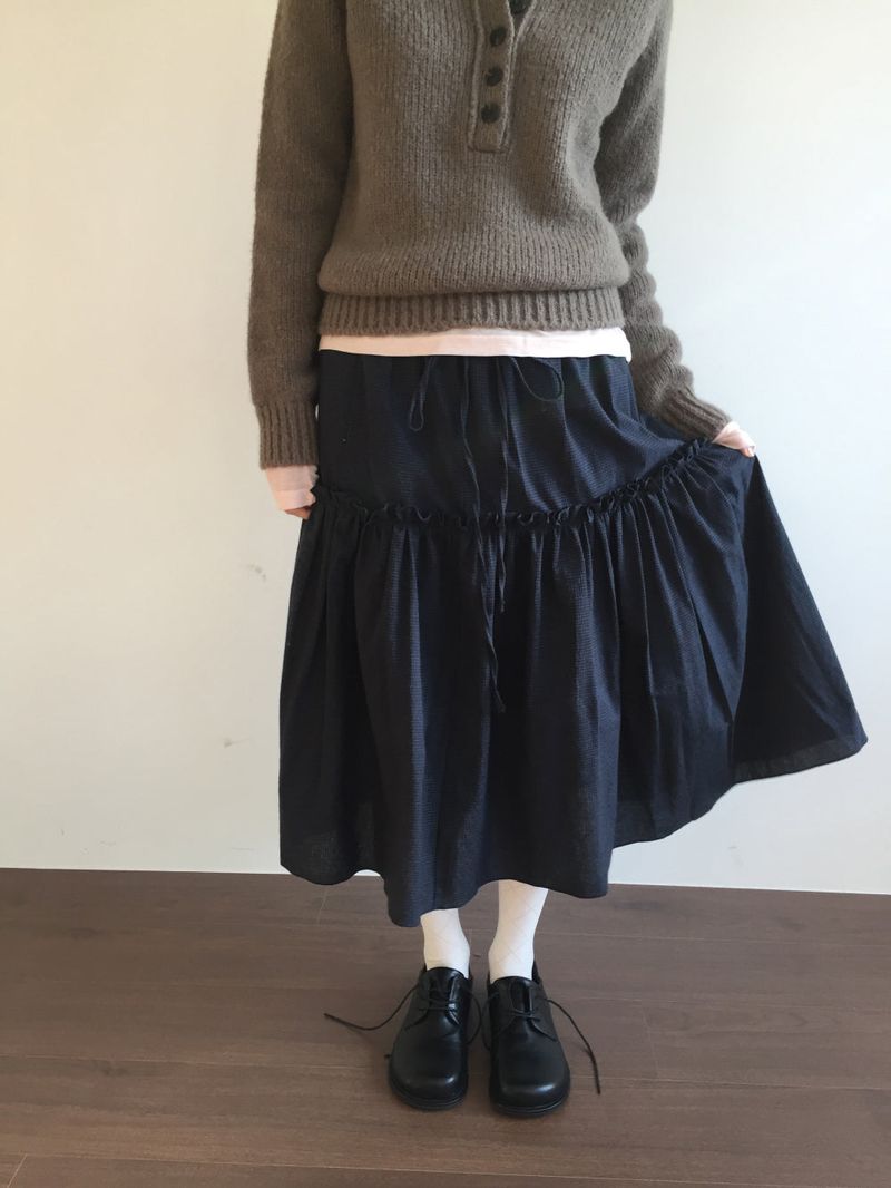Romantic check frill skirt (2color)
