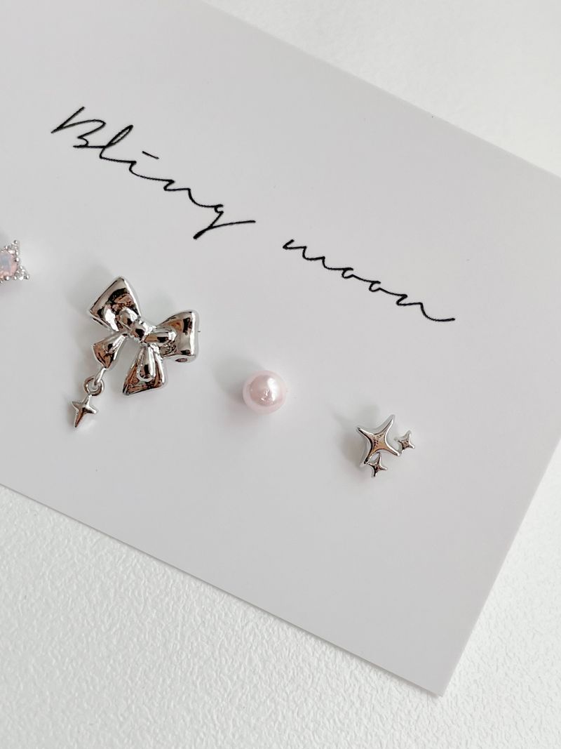 [4 set] Berry Twinkle Ribbon Piercing Set