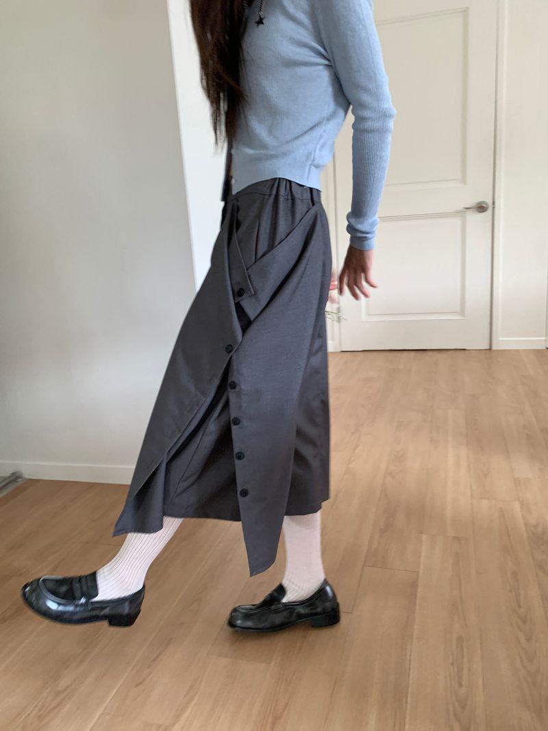 BUTTON TWO-WAY BERMUDA SLACKS (3C)