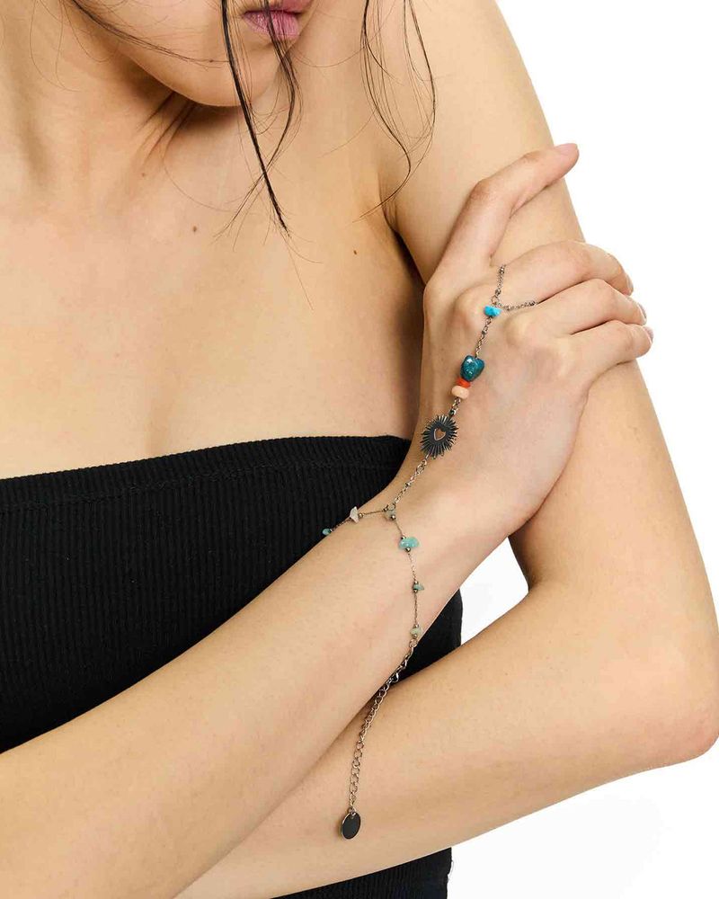 Chain Link Ring Bracelet - Heart _ BLUE