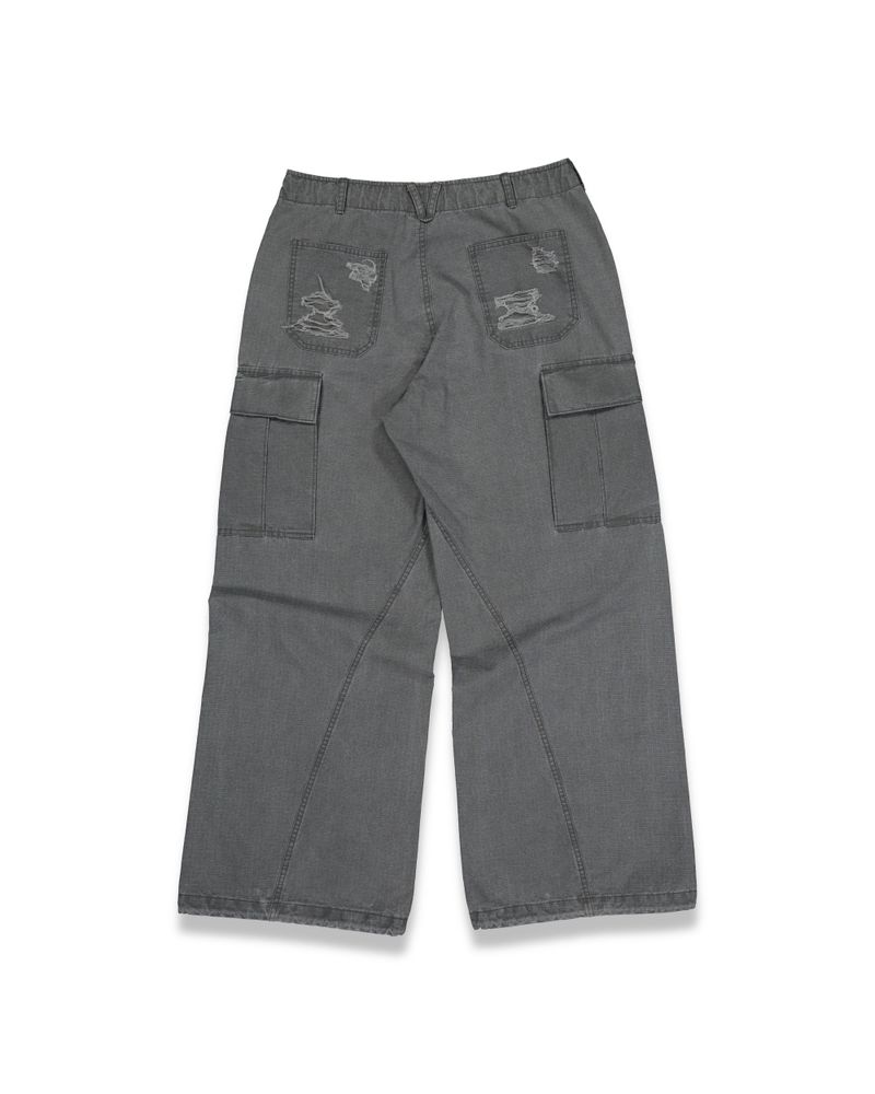 Distressed Cargo Pants - Light Gray