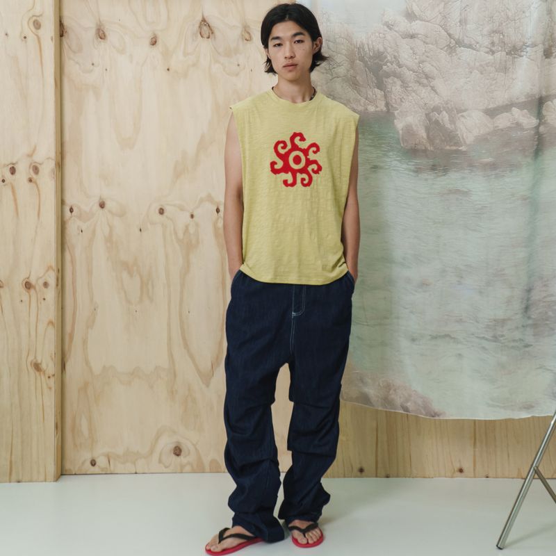Helio sleeveless top / Straw yellow