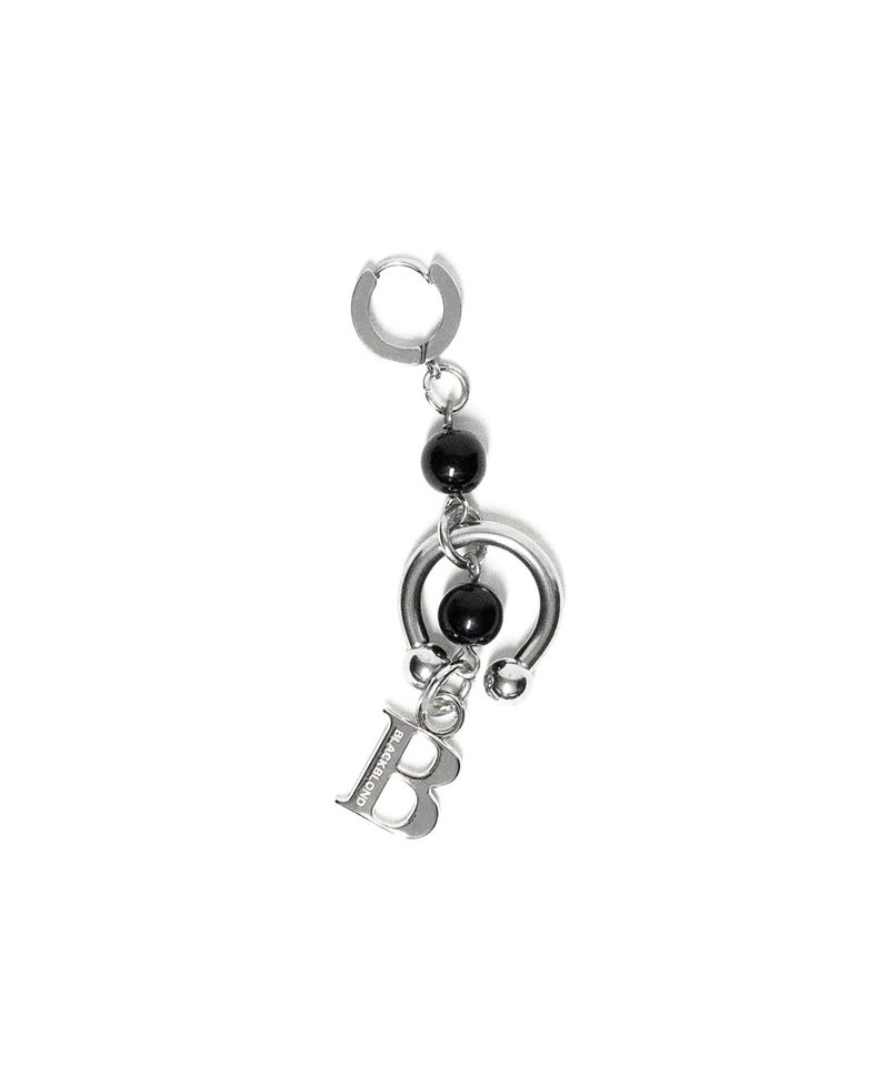 BLACKBLOND（ブラックブロンド）の「BBD ストーンボールBロゴピアス (Silver&Black)（アクセサリー）」