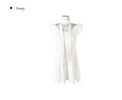 [Muffler Set] Eri Puff Off-Shoulder Muffler Flare One Piece