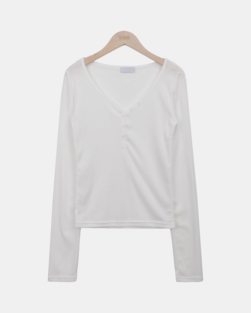 Mse V-Neck Button Long-Sleeve T-Shirt