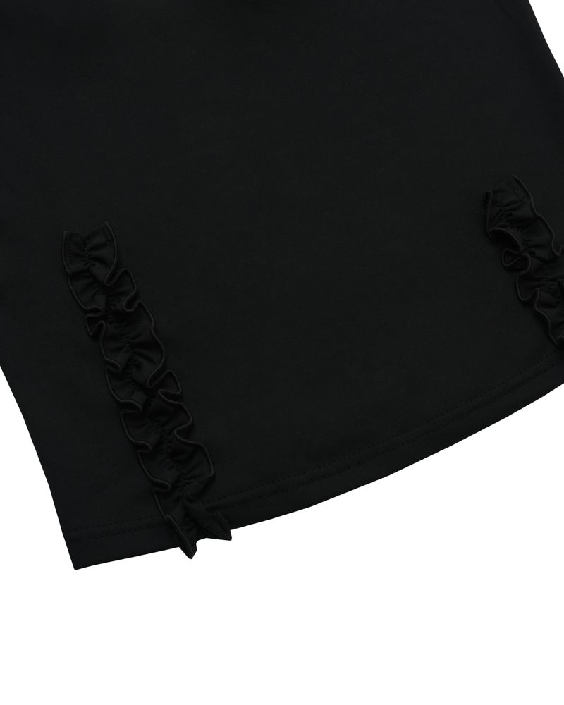 back open ruffle top / black