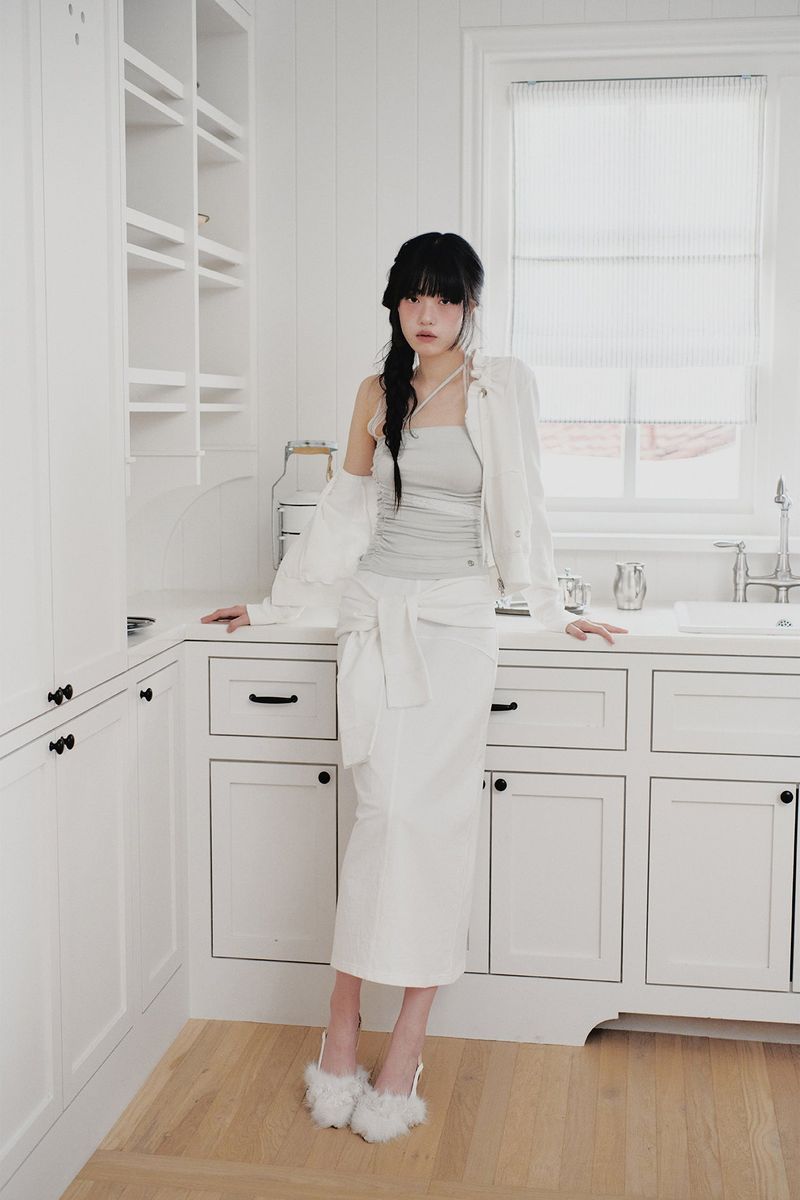 PAIN OR PLEASURE（ペインオアプレジャー）の「TIED LONG SKIRT white（Skirts）」