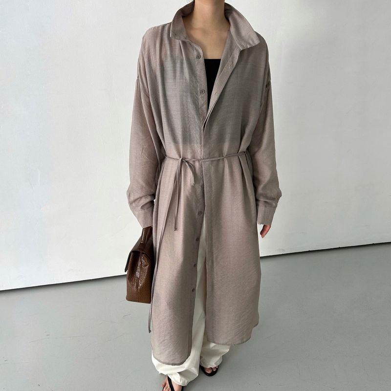 Shine Neck Long Shirt - 3colors